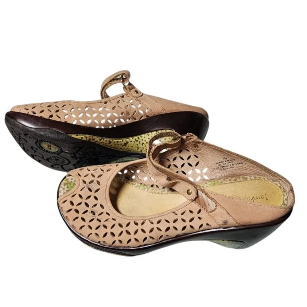 Jambu 'Journey Encore' Wedge Mary Jane Clogs Size 7 Boho Artsy Leather Y2K
